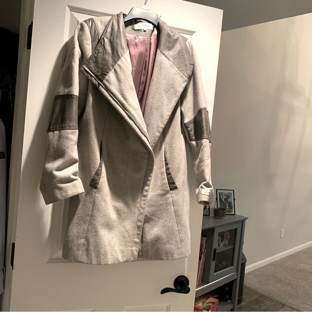 Leather Felt Calvin Klein Trench Coat